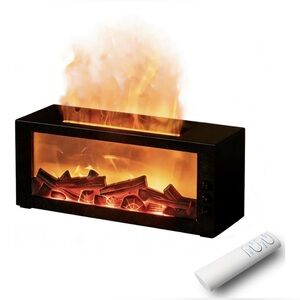 Artificial Fireplace Essential Oil Diffuser w/ 300ml Capacity & Remote Control